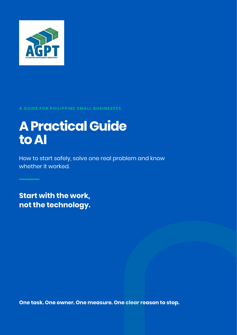 Cover of AGPT's A Practical Guide to AI for Philippine Small Businesses